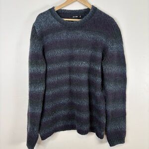 BLK DNM Women’s Italian Wool Blend Sweater Size XL Blue Purple Striped